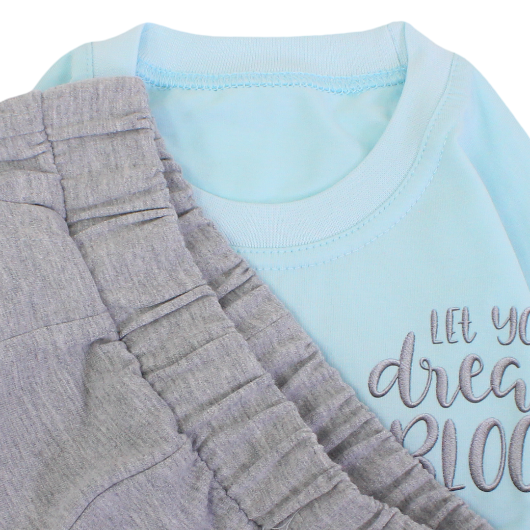 Girls Cotton Long-Sleeved Pajama – Flowers Print