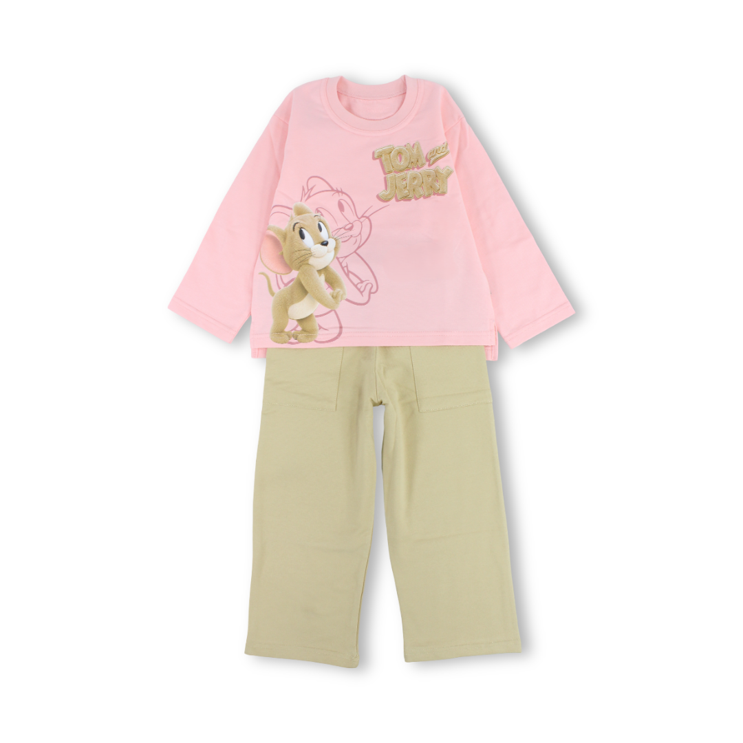 Girls Cotton Long-Sleeved Pajama – "Tom and Jerry" Print
