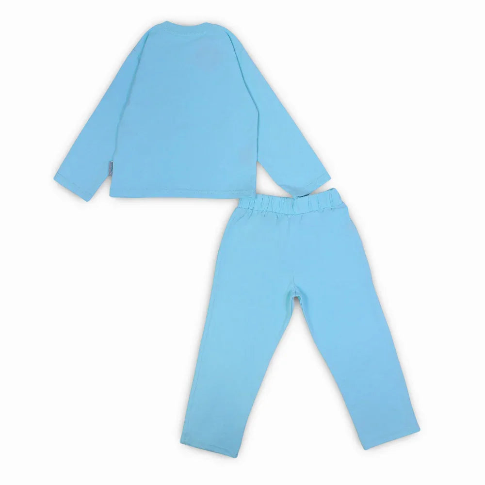 Girls Cotton Pajama Set – Aqua with Floral Print