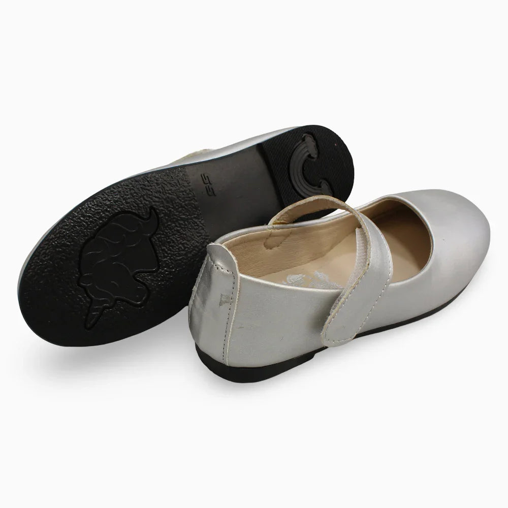 Girls Leather Ballerina – Shiny