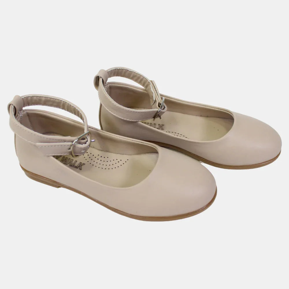 Girls Beige Leather Shoes - Clothing - Easy