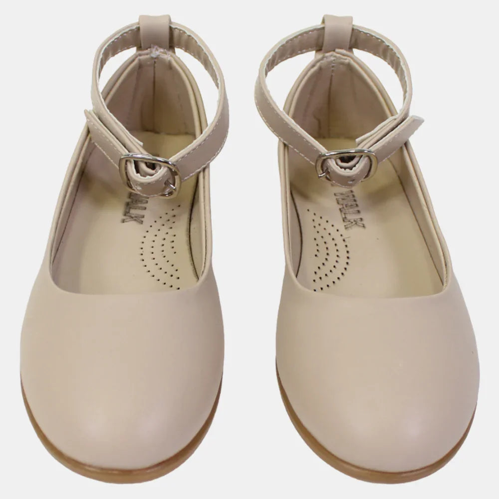 Girls Beige Leather Shoes