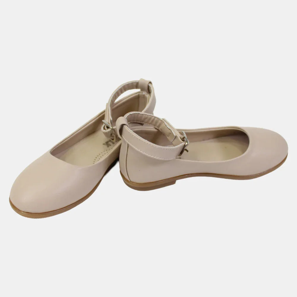 Girls Beige Leather Shoes