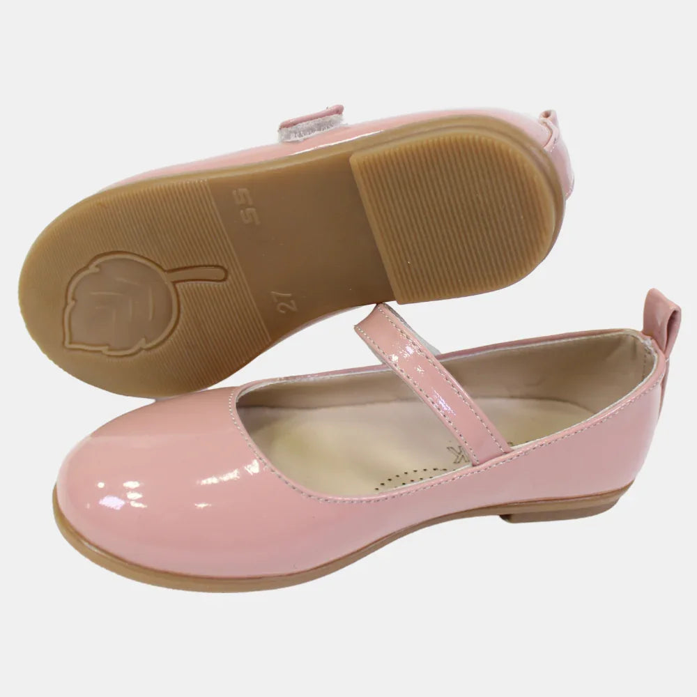 Girls Leather Shoes – Shiny Pink