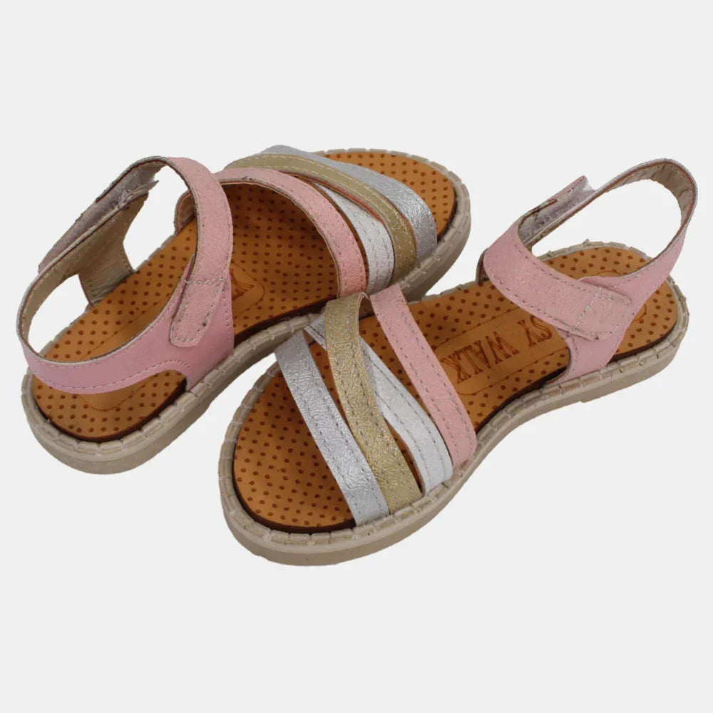 Girls Leather Sandals - Soft Colors