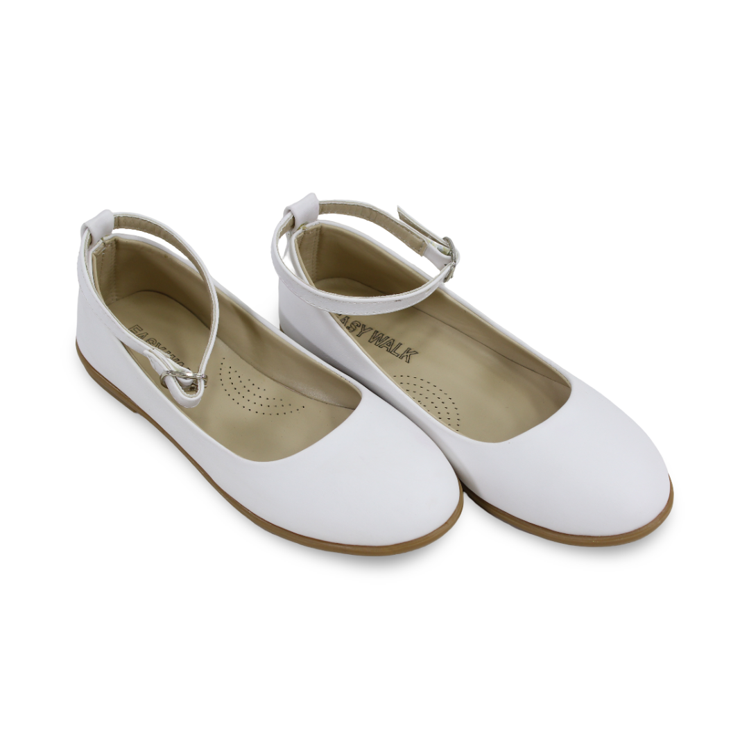 Girls Leather Ballerina – White - Clothing - Easy