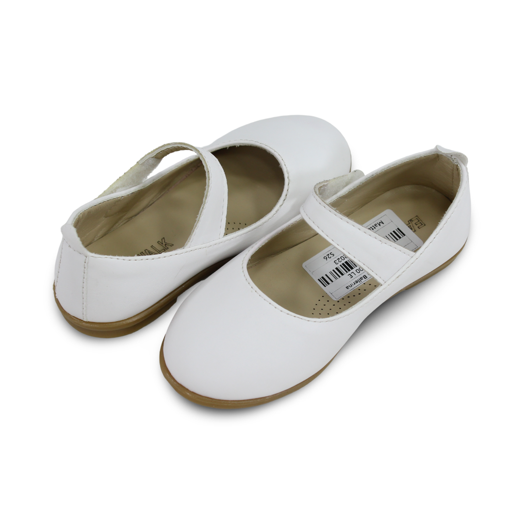 Baby Girls Leather Ballerina – Matte White