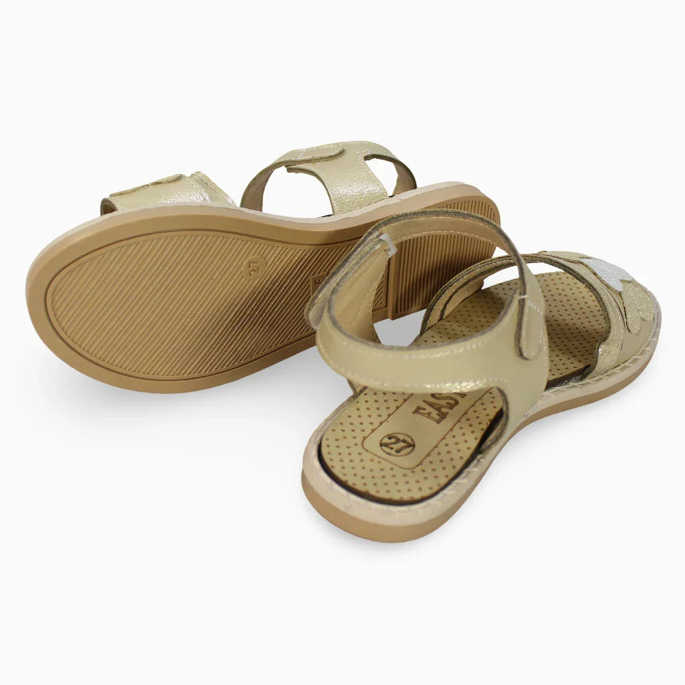 Girls Leather Sandals – Hearts Detail