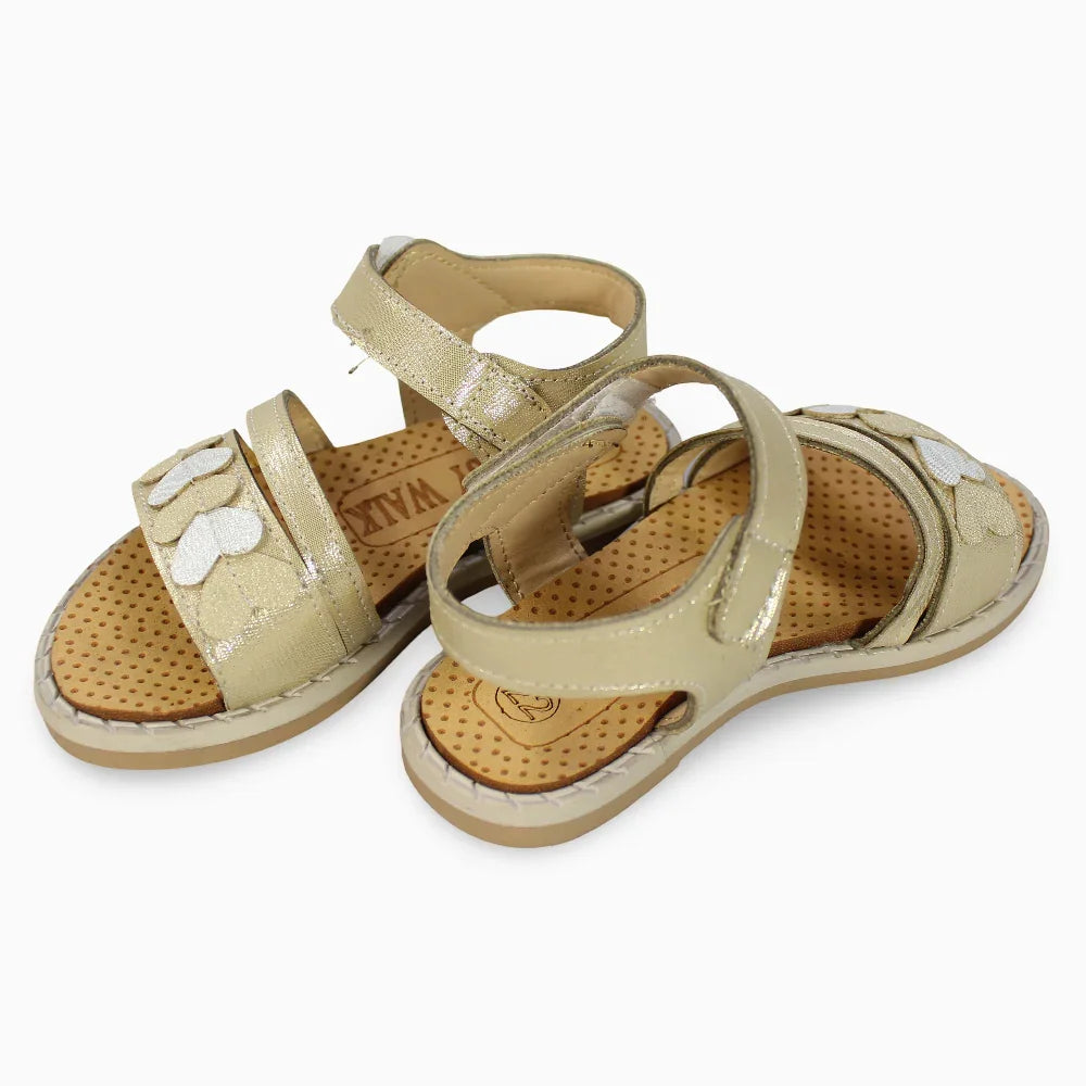 Girls Leather Sandals – Hearts Detail