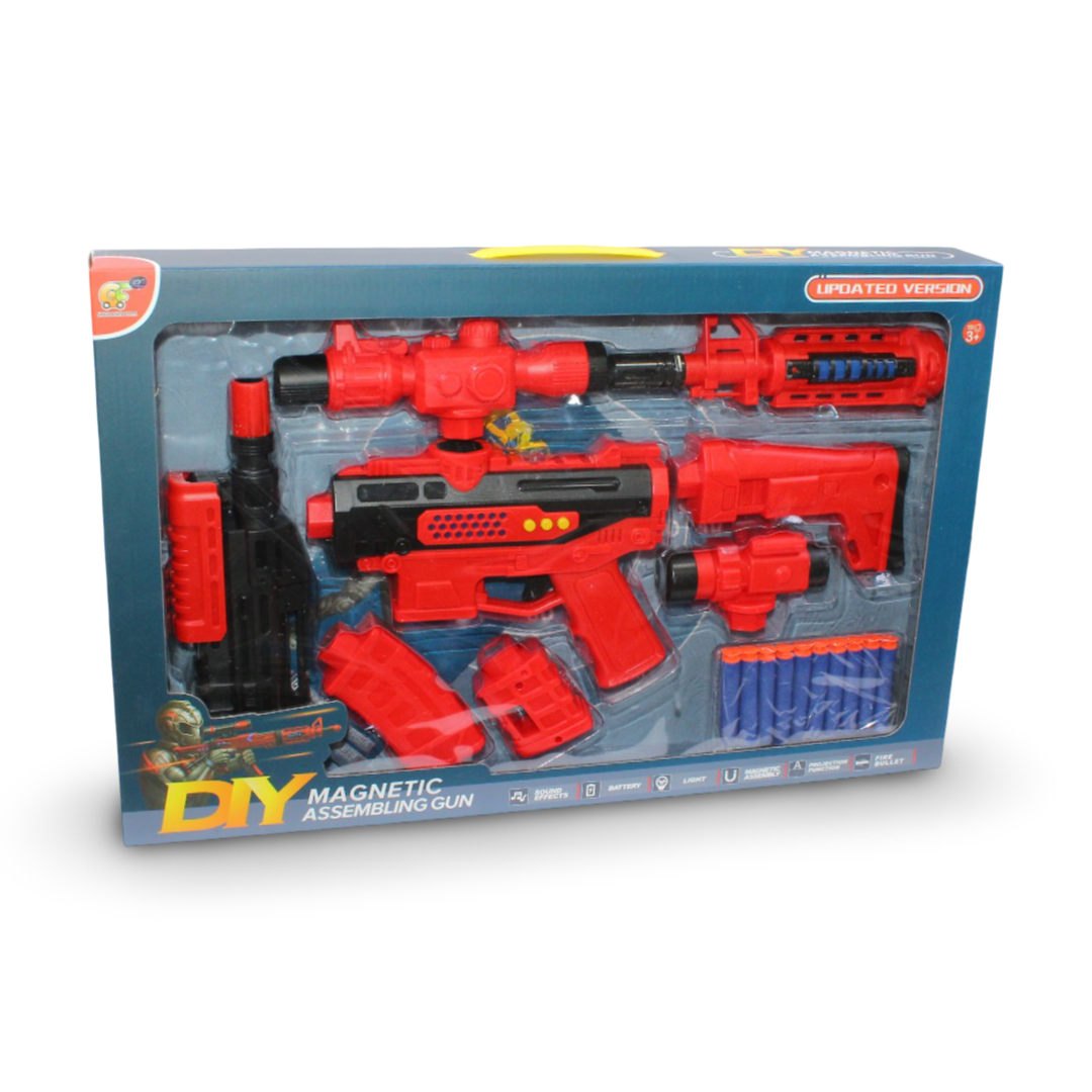 High Quality DIY Assemble Gun Toy Magnetic Gun Toy – Red - Toys - Egypt