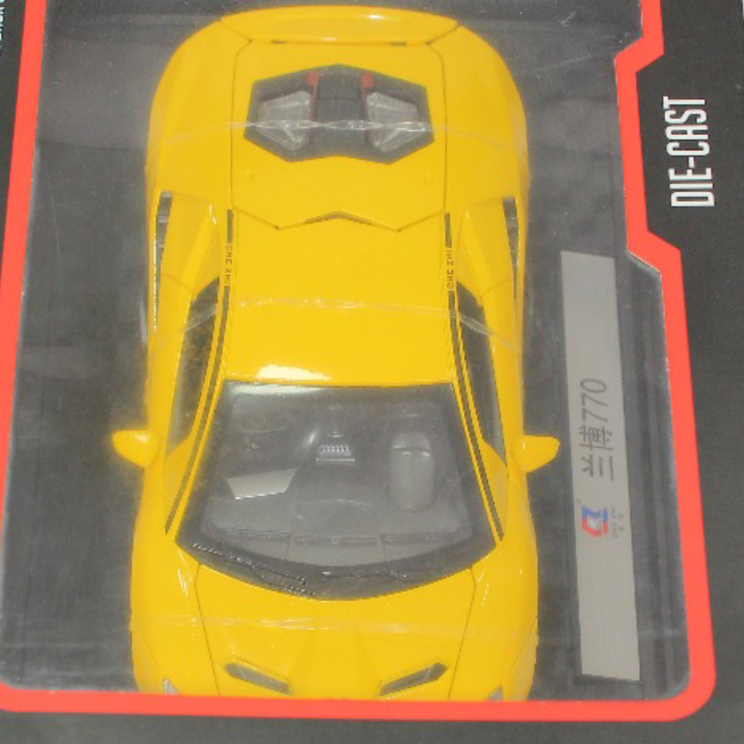 Che Zhi سيارة Lamborghini بمقياس 1:24 من الزنك (فتح الباب وإضاءة وأصوات) - أصفر