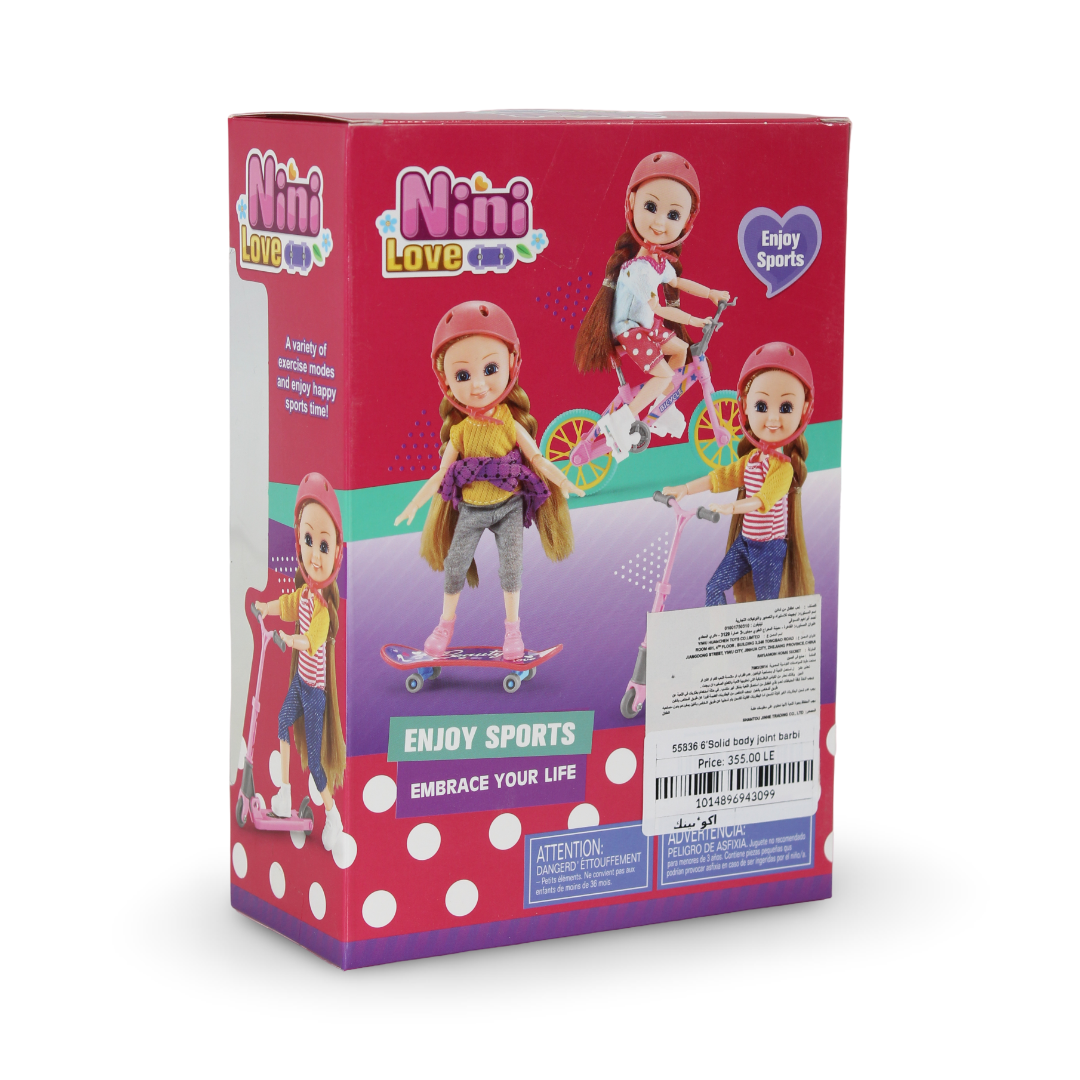 Nini Doll with Construction Toy Bicycle Playset Doll with Helmet & Accessories