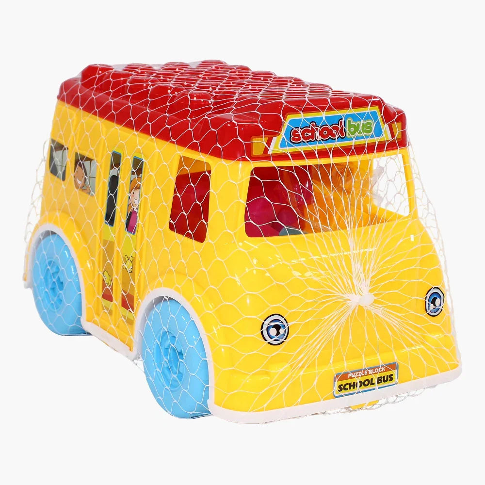 School Bus Blocks Set - Yellow Buildable Toy for Kids (3+)