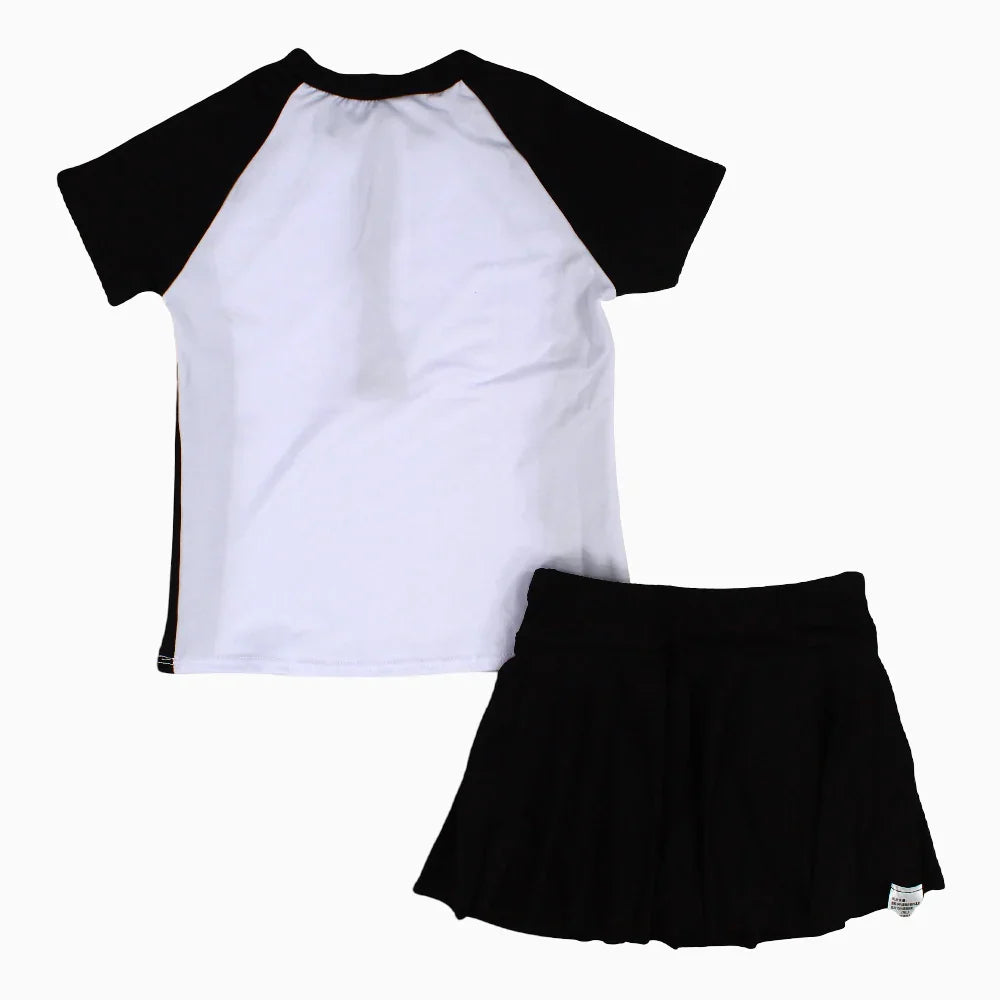 Girls 2-Piece Swimsuit – White/Black