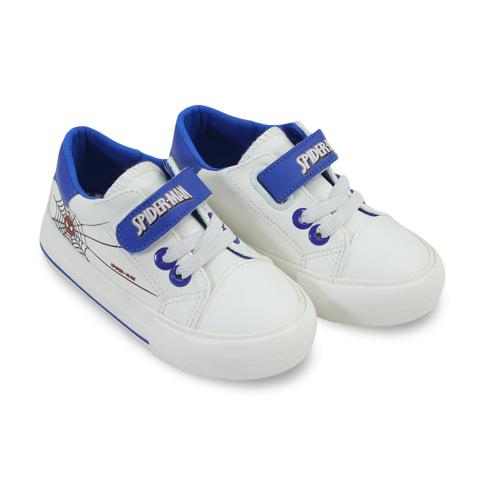 Baby Boys Leather Sneakers – Blue*White with Spider-Man Design - Clothing - Jespring