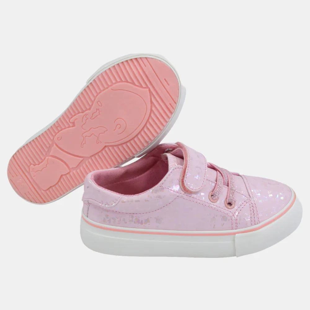 Girls Leather Sneakers – Shiny Pink