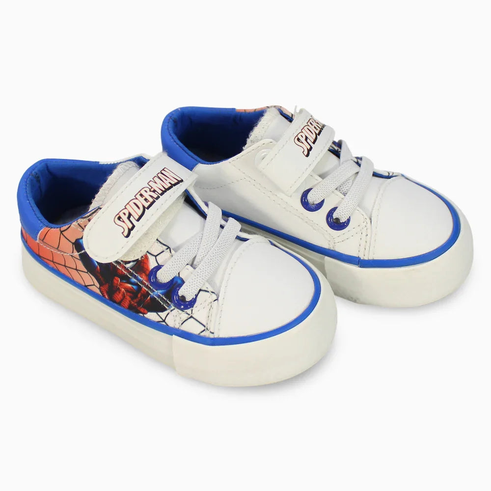 Baby Boys Leather Sneakers – Spiderman Print