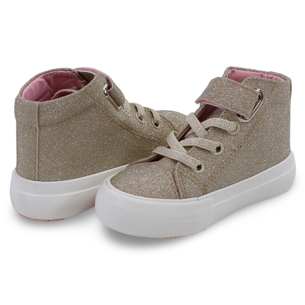 Girls Leather Half Boots – Gold with Glitter