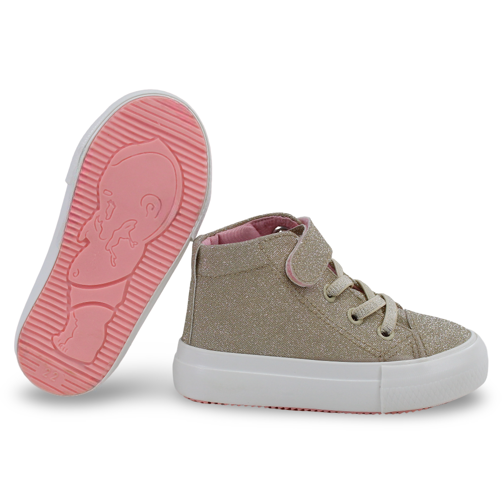 Girls Leather Half Boots – Gold with Glitter