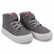 Girls Leather Half Boots – Silver with Glitter