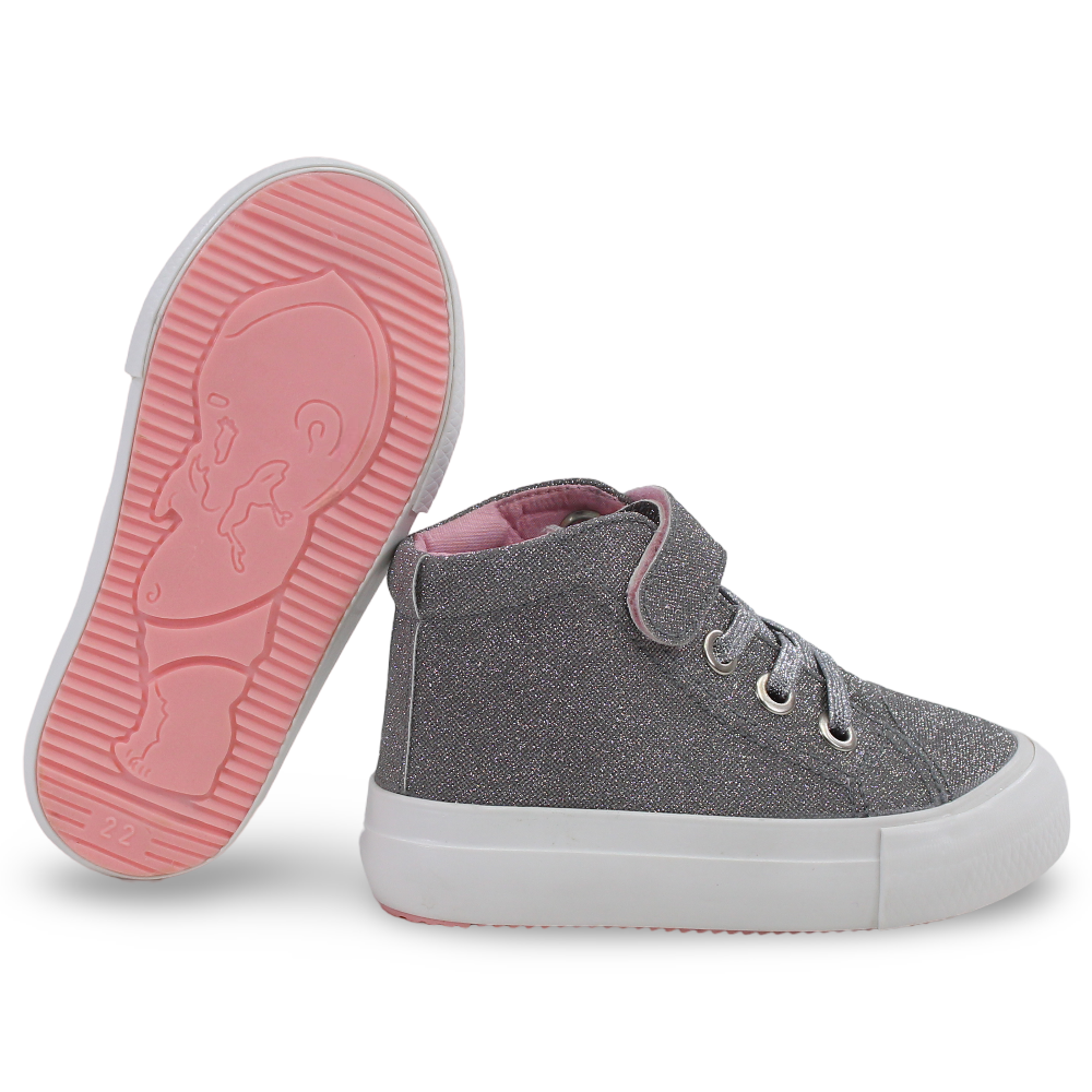 Girls Leather Half Boots – Silver with Glitter