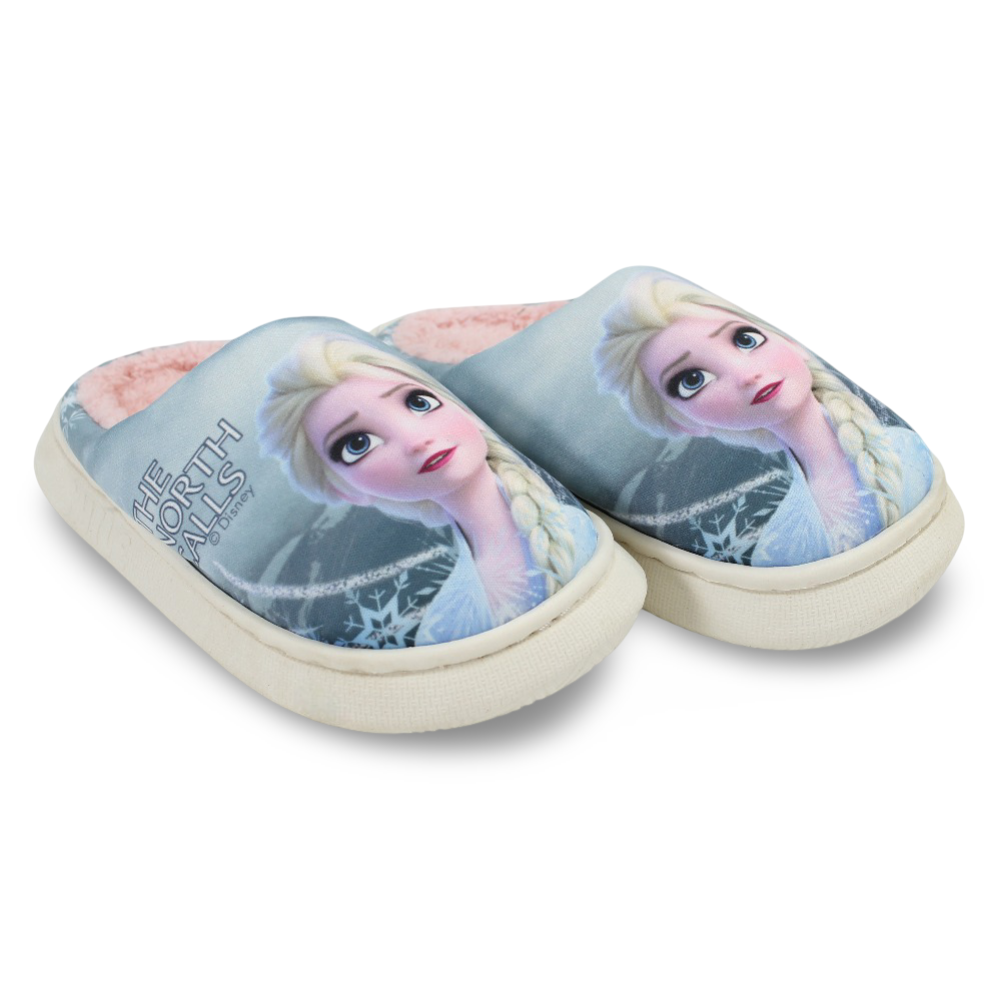 Girls Fur Slippers – Mint with Frozen “The North Calls” Print - Clothing - Jespring