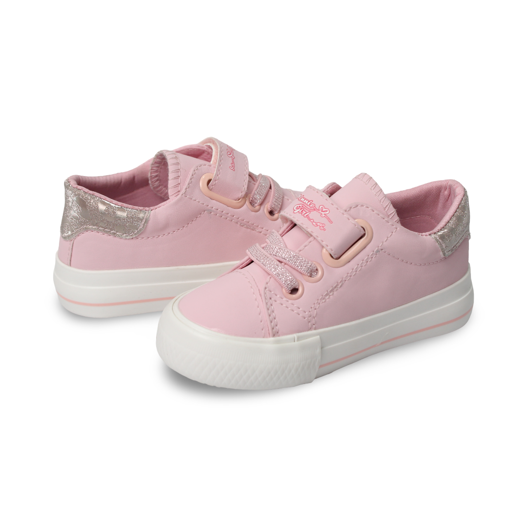 Baby Girls Leather Sneakers – Pink with Minnie Mouse Print