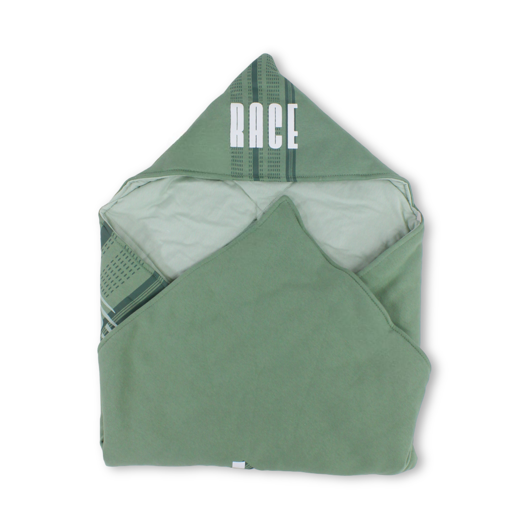 Cotton Baby Blanket – Mint with “Race” Print
