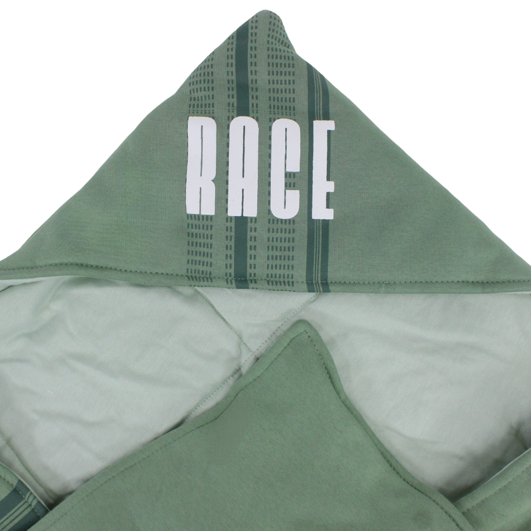 Cotton Baby Blanket – Mint with “Race” Print