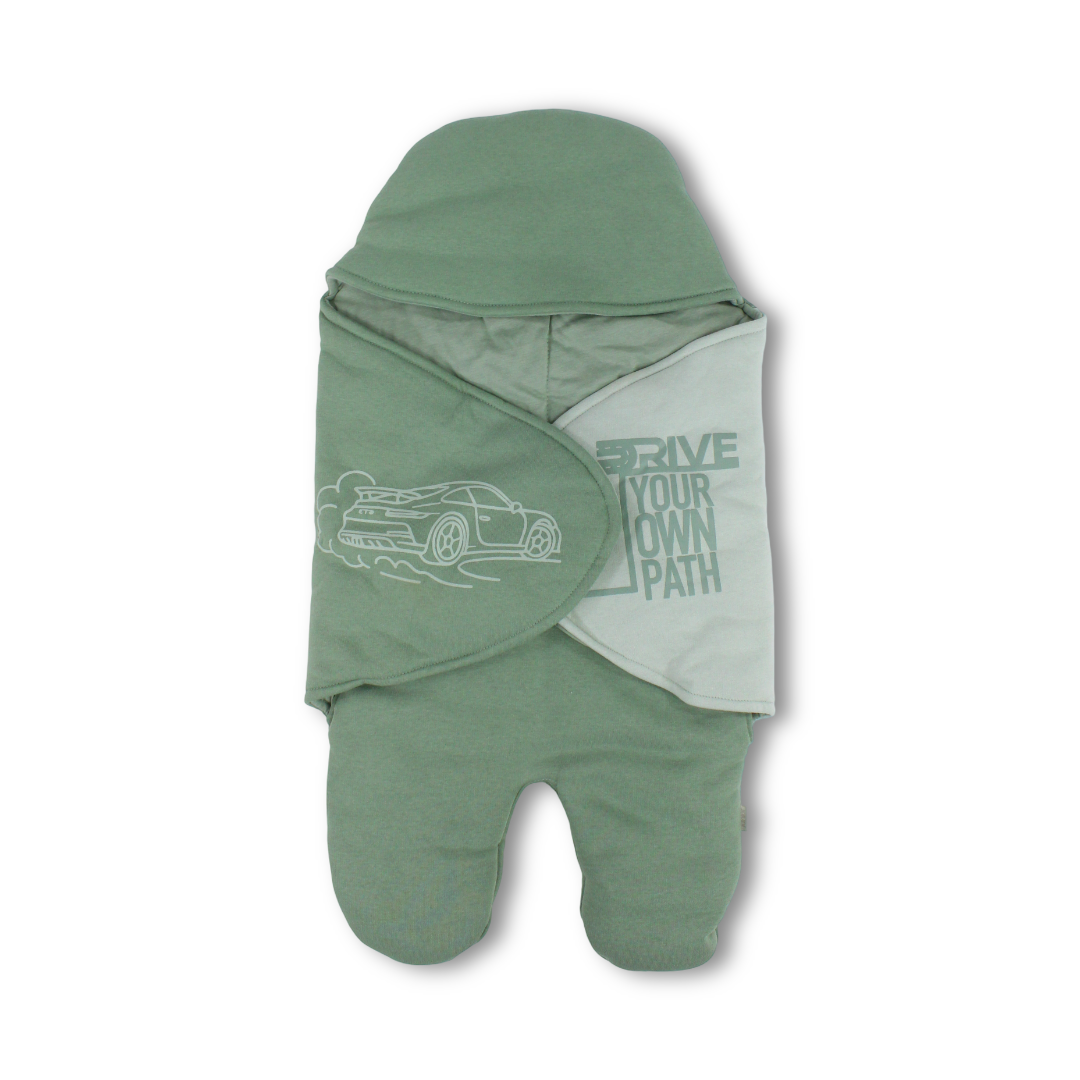 Baby Boys Cotton Hooded Swaddle – Mint