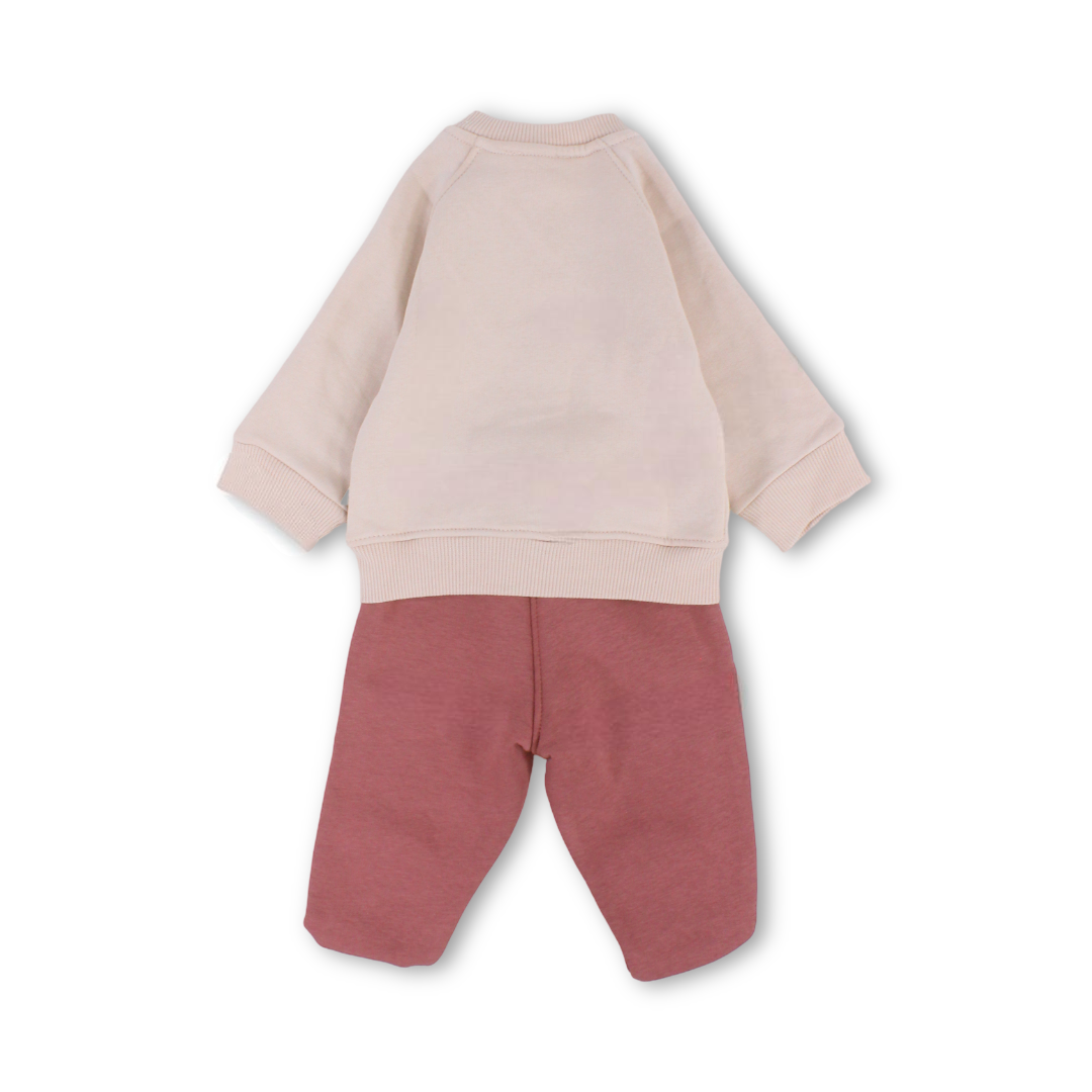 Baby Girls Cotton Pajama – Pink with "Lovely" Embroidery