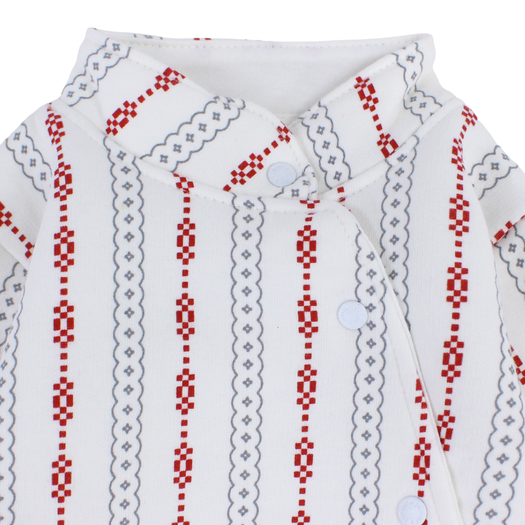Baby Girls Cotton Baby Footie – Striped Off-White