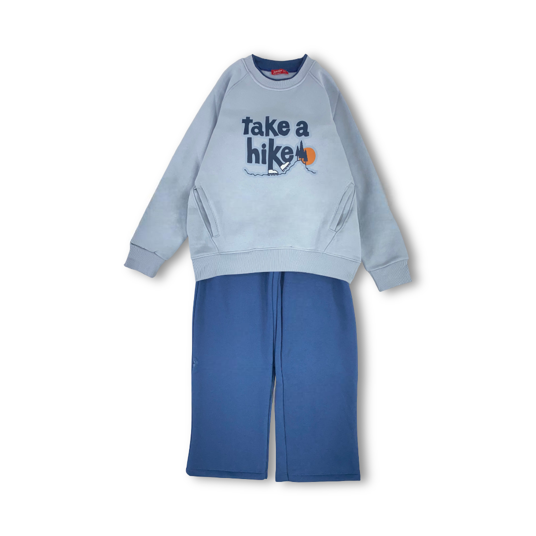 Boys Cotton Pajama – Baby Blue "Take A Hike" Print