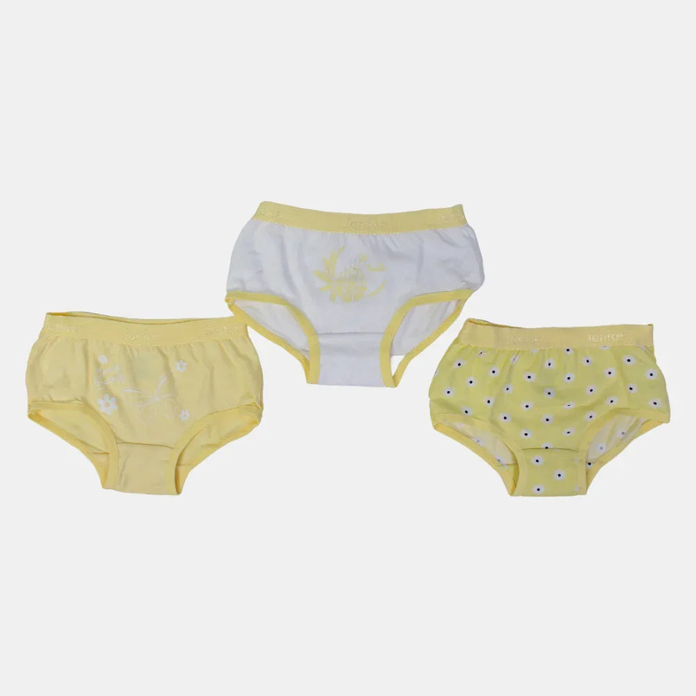 Pack of 3 – Girls' Cotton Panties & Yellow Floral Design