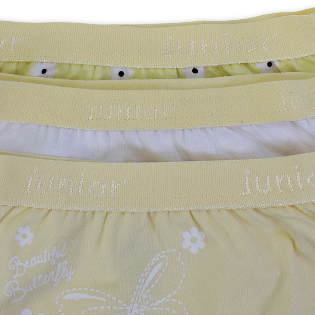Girls Cotton Panties Yellow Floral Design – Pack of 3
