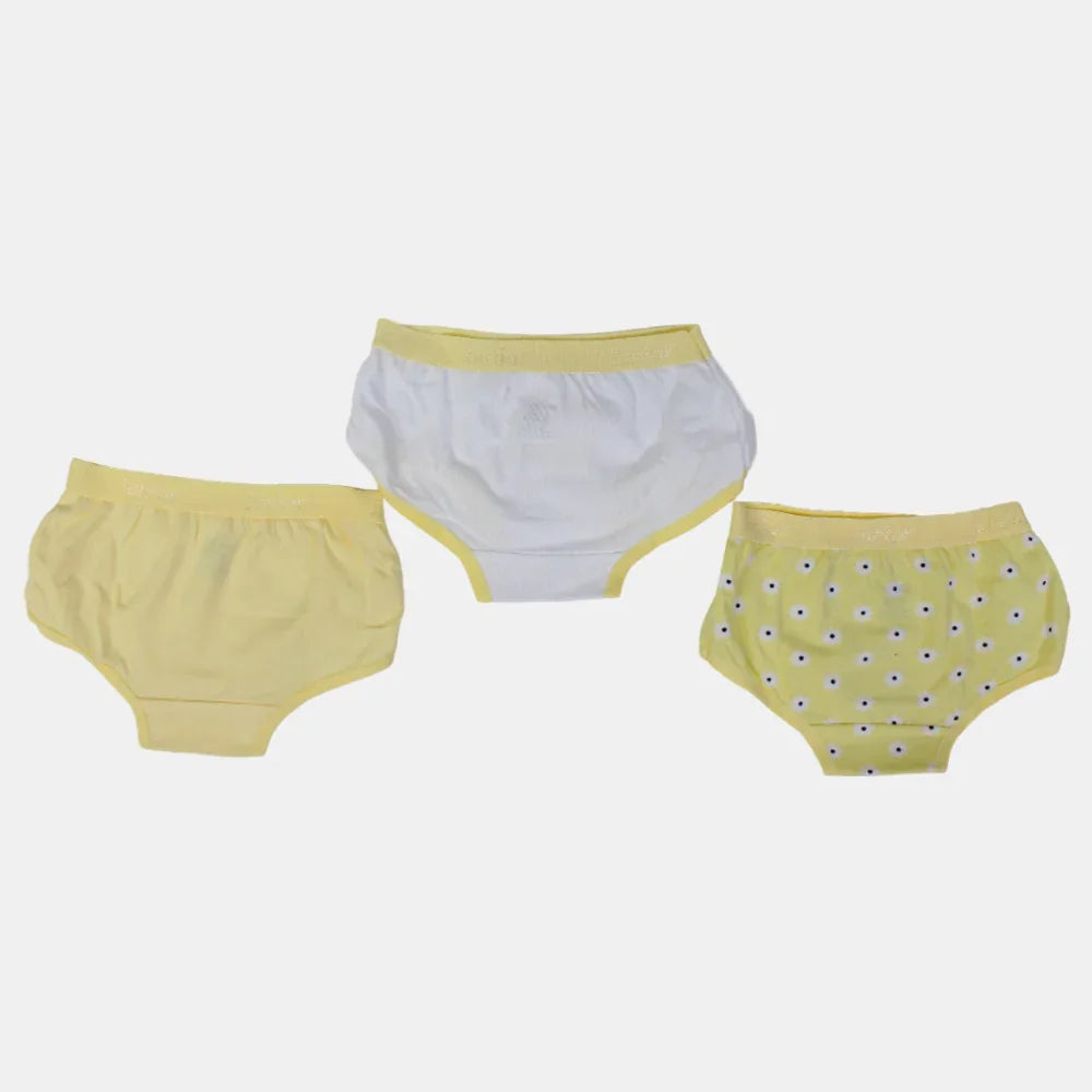 Pack of 3 – Girls' Cotton Panties & Yellow Floral Design