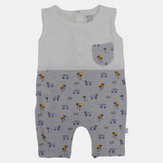 Baby Boys' Romper – Off-White & Gray "Let's Go Surfing"