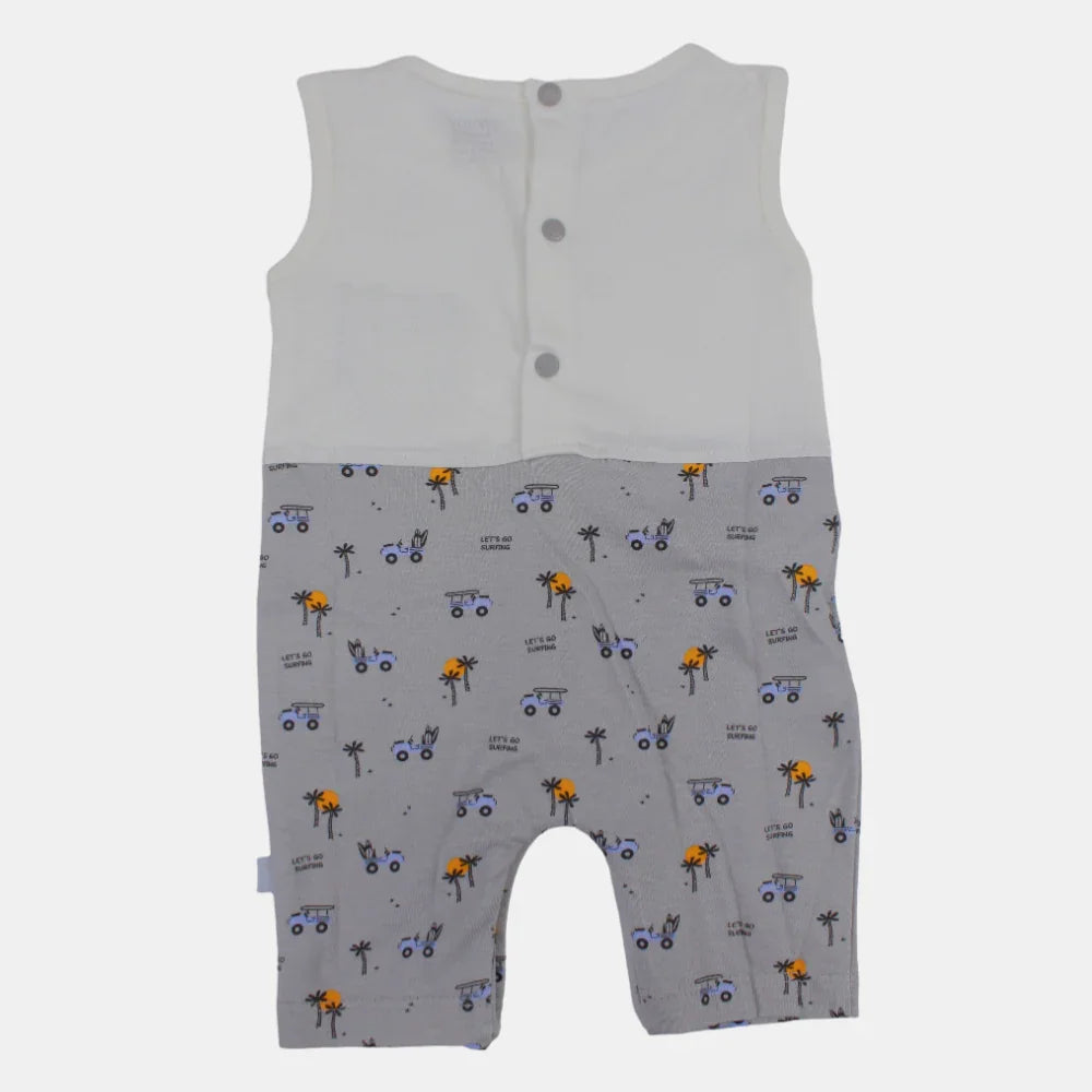 Baby Boys' Romper – Off-White & Gray "Let's Go Surfing"