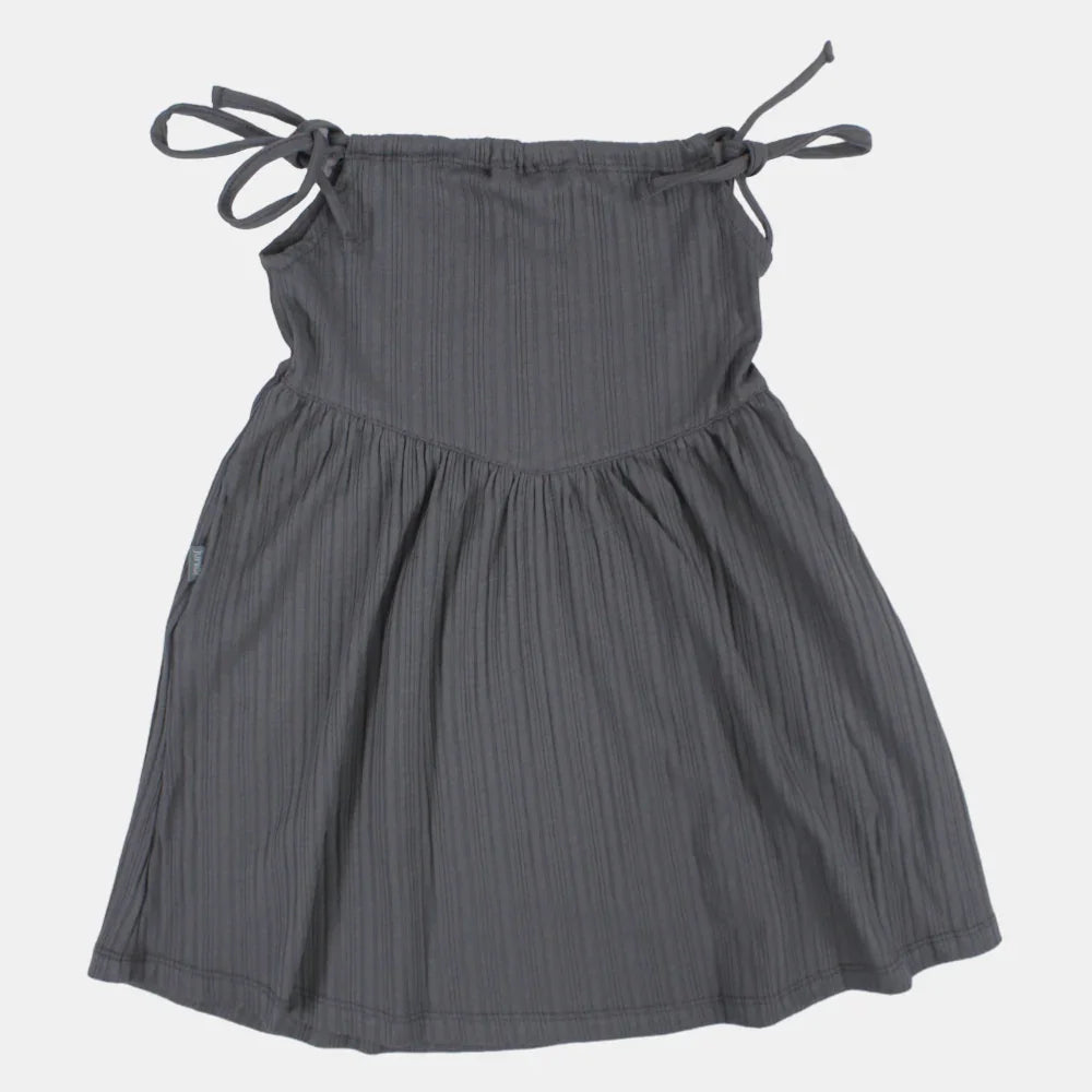 Girls Strappy Cotton Nightgown – Grey (Heart Theme)