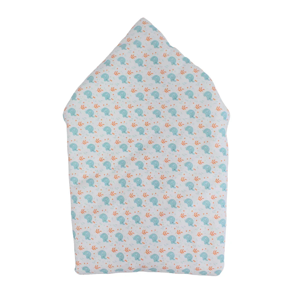 Cotton Baby Blanket – Off-White with Little Elephants Print