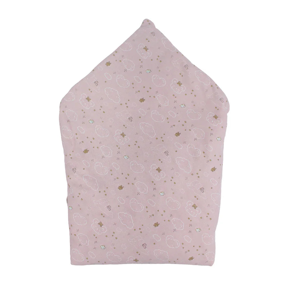 Cotton Baby Blanket – Pink with Stars & Clouds Print