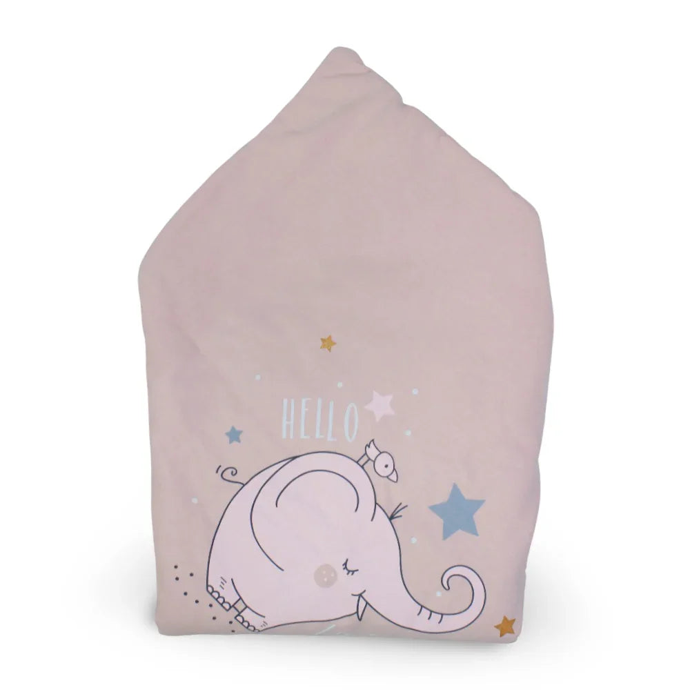 Cotton Baby Blanket – Pink with Elephant Design