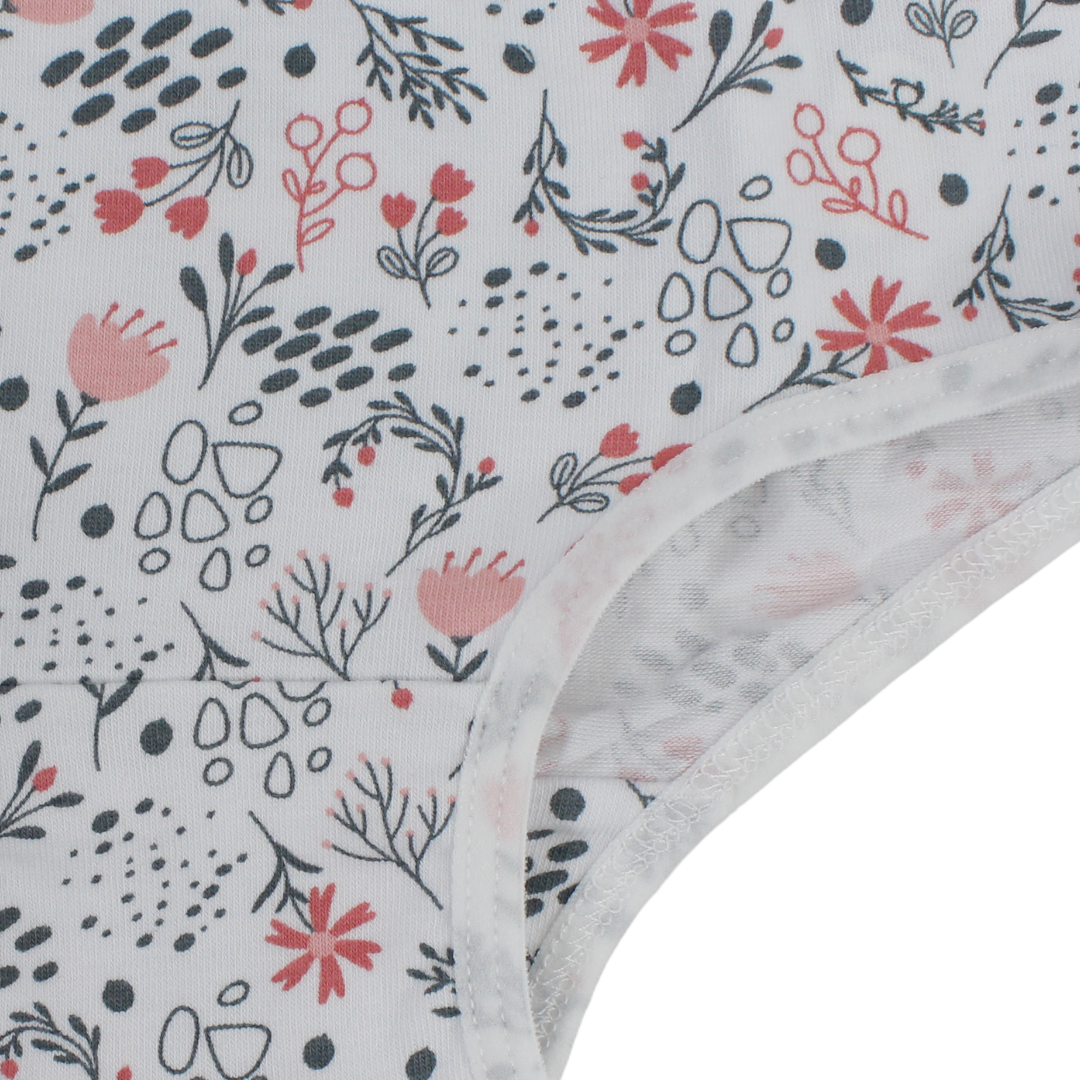Girls Cotton Pantie – White with Flowers Print