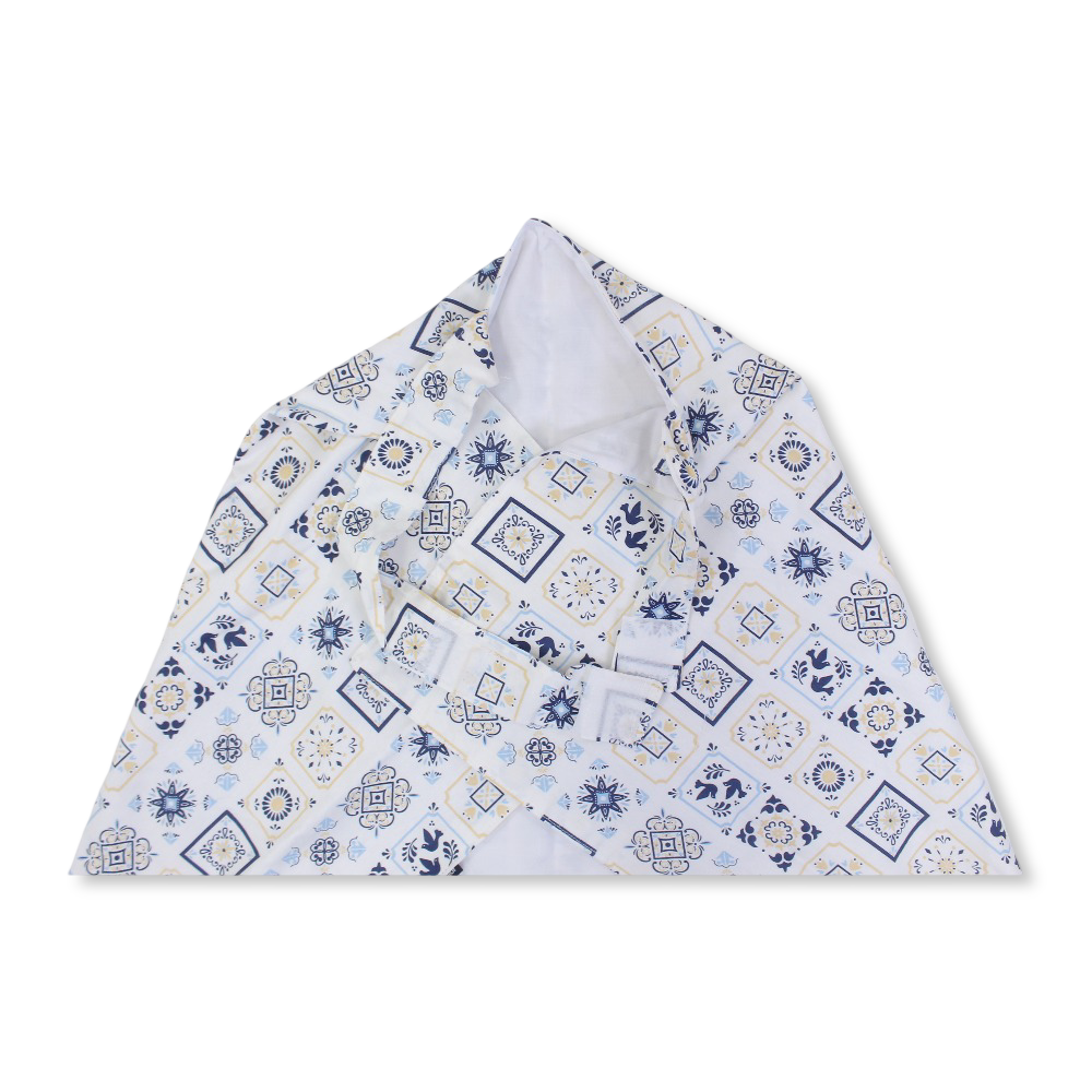 Breastfeeding Cover – White with Arabic Pattern Print