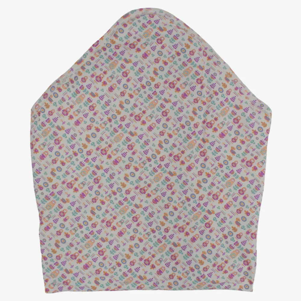 Baby Girls Cotton Blanket – Beige with Floral Print