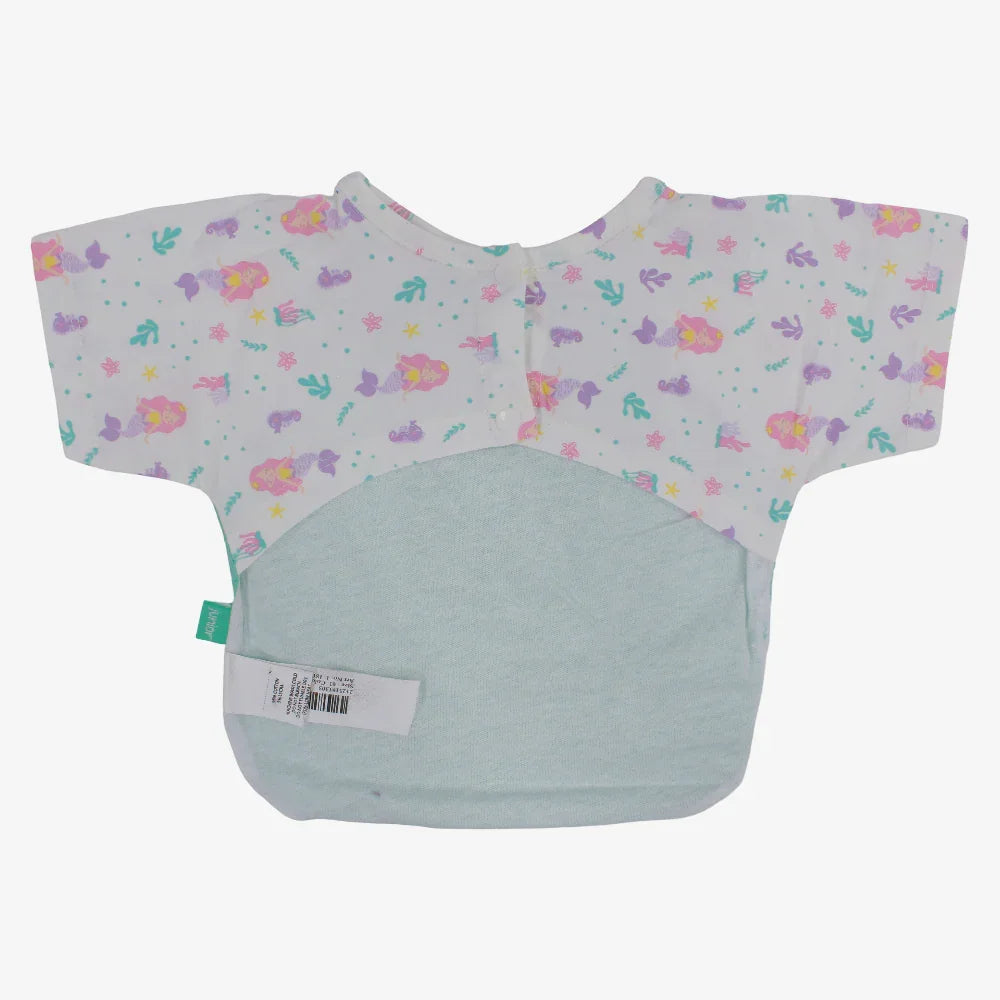 Baby Cotton Bib – Aqua with Mermaid Design