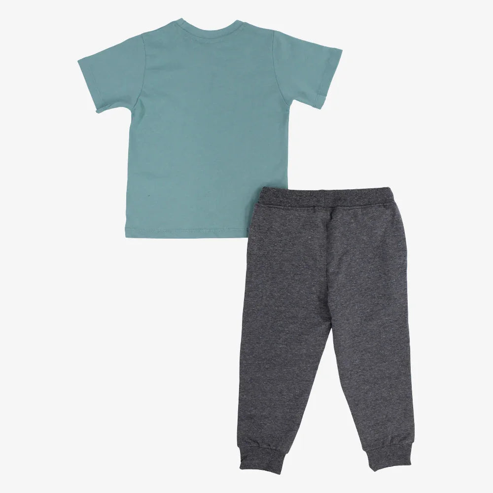 Boys Cotton Pajama Set – Mint with “GAME OVER” Print