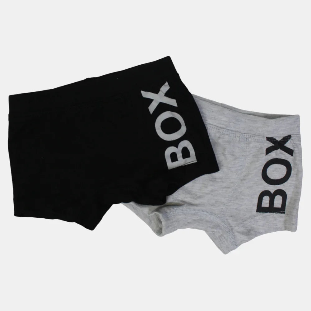 Pack of 2 – Boys Cotton Boxer Shorts & Black & Gray