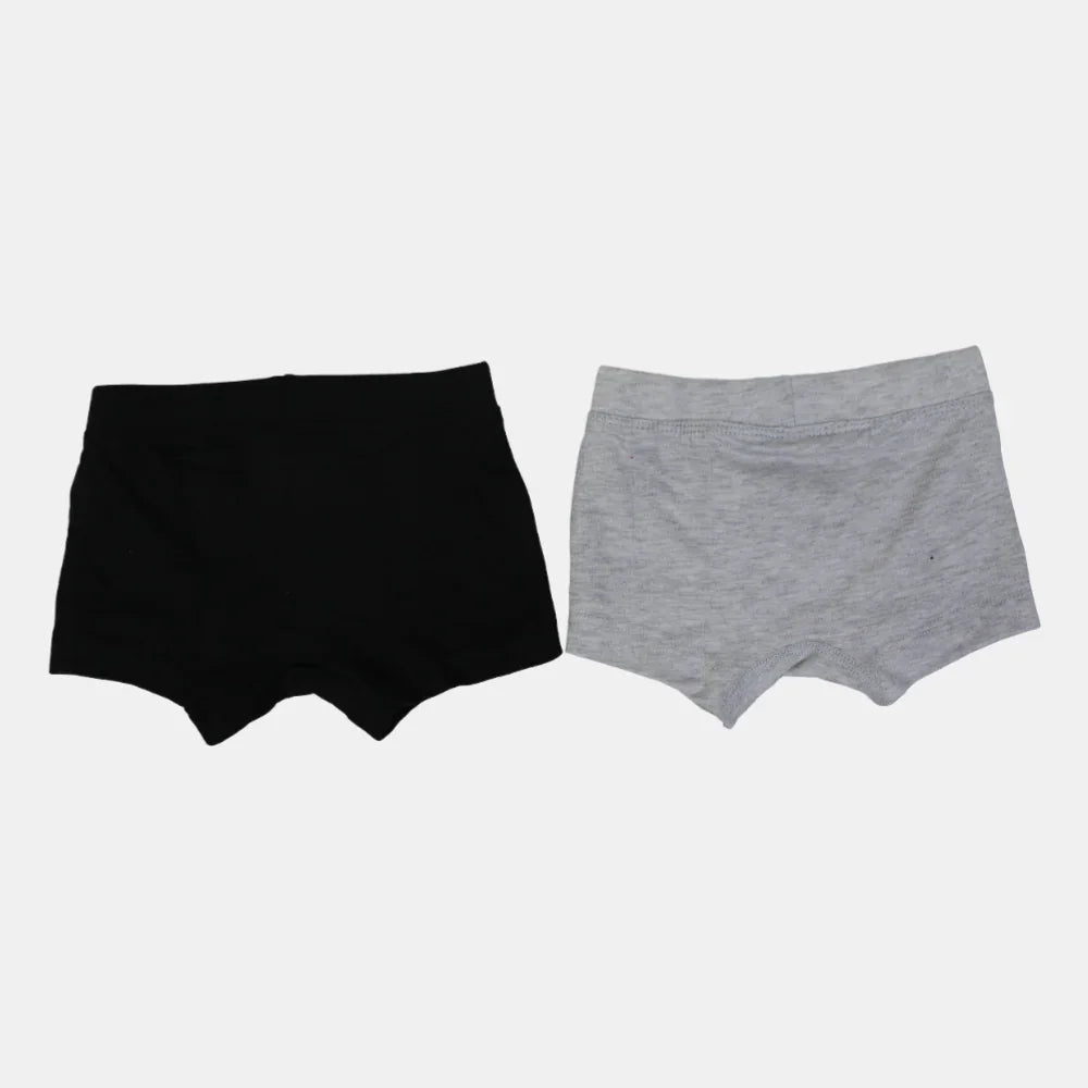 Pack of 2 – Boys Cotton Boxer Shorts & Black & Gray
