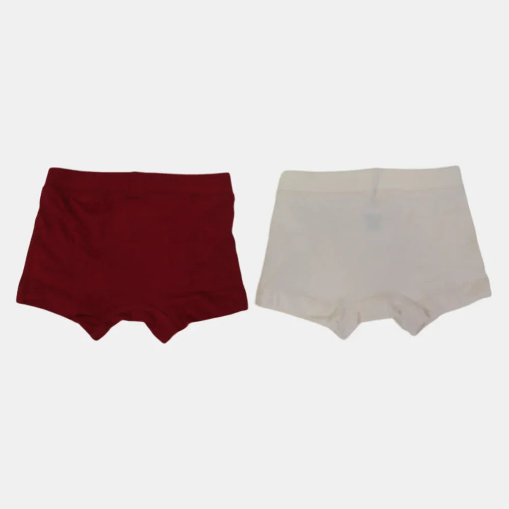 Pack of 2 – Boys Cotton Boxer Shorts & Red & Beige